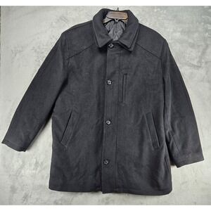 Lauren Ralph Lauren Men's Wool Blend Peacoat Jacket 46L Black Quilted Lining EUC